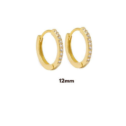 925 Sterling Silver Gold Zircon CZ 5mm 6mm 7mm 8mm To 13mm Huggies Hoops Piercing Pendiente Clips Luxury Fine Jewelry