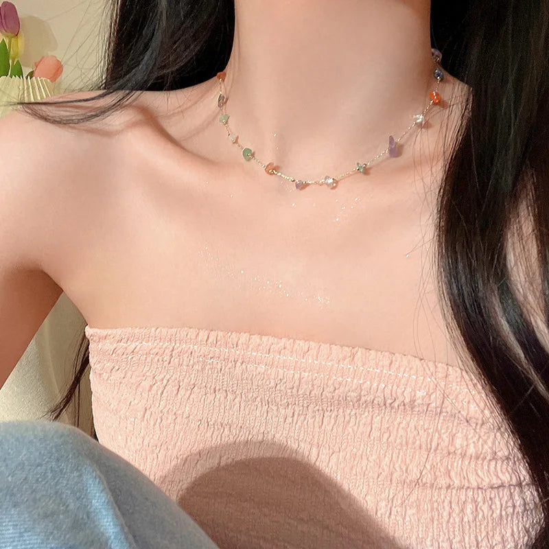 Pendent Necklace for Women Punk Simple Zircon Tassel Clavicle Chain Choker Elegent Party Gift Jewelry Girl