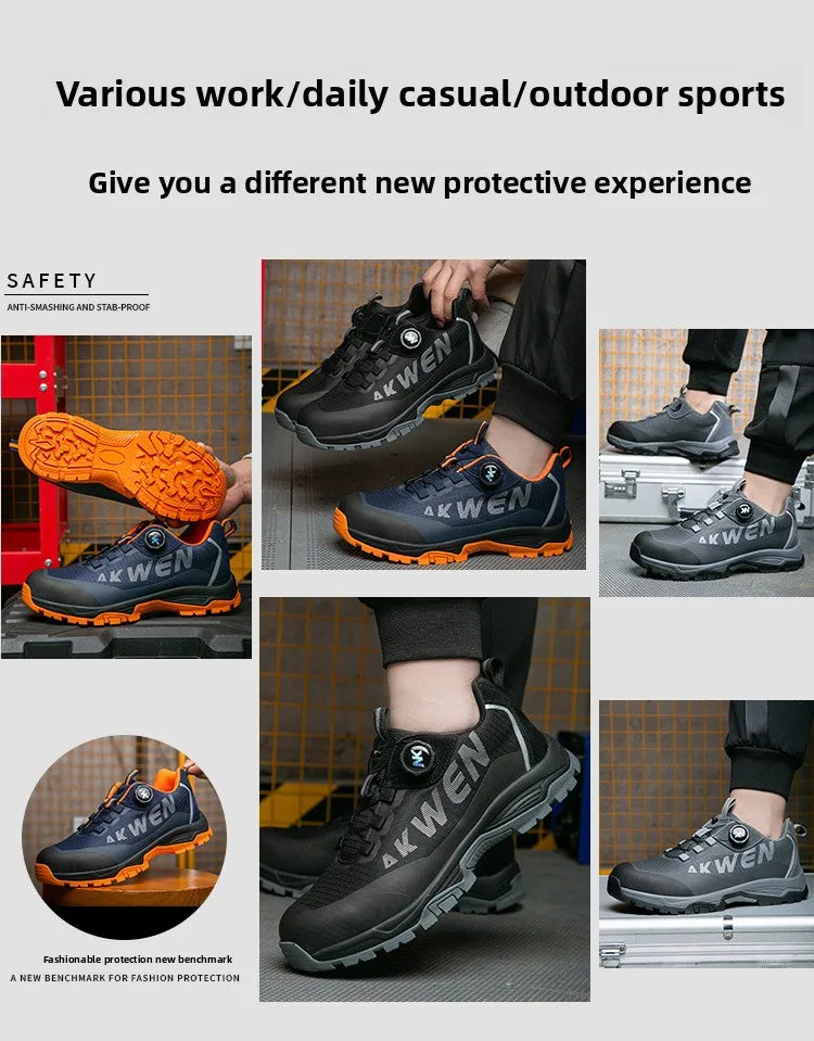 Labor Protection Shoes Anti Smashing AntiStabbingAnti Slip Protection Steel ToeShoes Wear-resistantShoes Men's Safety Work Shoes