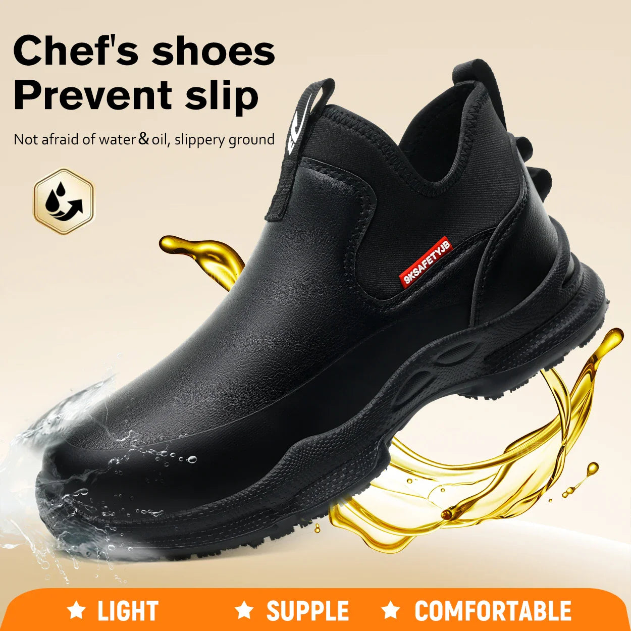 Fashion Comfort Soft Soled Waterproof Shoes Chef Shoes Four Seasons Anti Slip Oil Resistant Business Casual   Work EVA Shoes