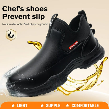 Fashion Comfort Soft Soled Waterproof Shoes Chef Shoes Four Seasons Anti Slip Oil Resistant Business Casual   Work EVA Shoes