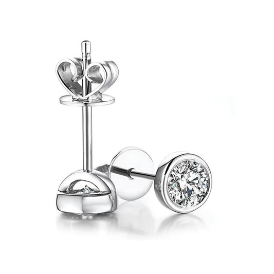 0.3/0.5 Round Cut Lab Diamond Moissanite Stud Earrings For Women Men S925 Sterling Silver Rhodium Plated Earring Wholesale