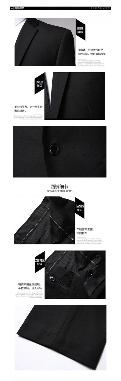 S-8XL (Blazer+ Pants) Men's Fashion Business Casual Outdoor Gentleman Trend Single Breasted Wedding Slim-fit British Style Suit