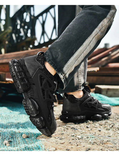 Anti-slip Safety Shoes Men Rotary Button Safety Shoes for Men Work Shoes Anti-smash Men's Sports Shoes Safety Pro