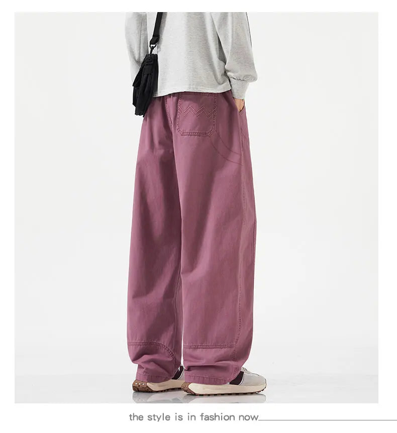 High Quality 100% Cotton Work Pants Men Casual Straight Trousers Y2K Man Plus Size Cargo Pants Fashion Solid Workout Pants