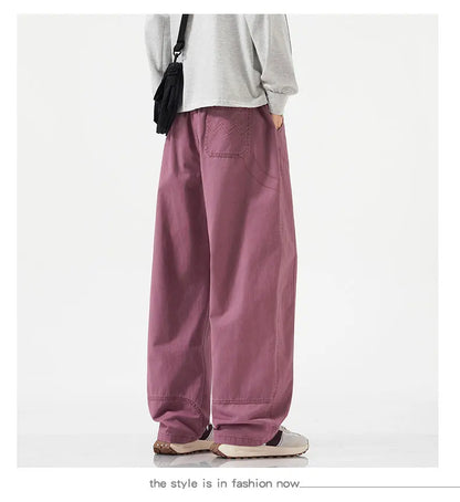High Quality 100% Cotton Work Pants Men Casual Straight Trousers Y2K Man Plus Size Cargo Pants Fashion Solid Workout Pants