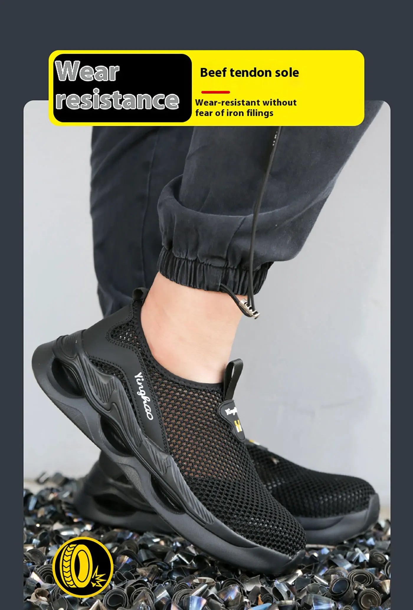 Lightweight safety shoes with large mesh, breathable, odor resistant, impact resistant, puncture resistant, and soft work shoes
