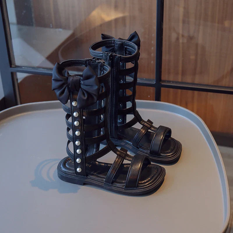 Gladiator Children's Shoes 2026 New Summer Platform Sandals for Girls Princess High-top Side Zipper Roman Sandals Child I03195
