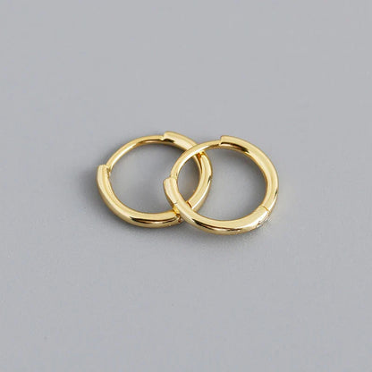 925 Sterling Silver Minimalist Glossy Circle Hoop Earrings for Women Fashion Simple Ear Bone Piercing Jewelry Accessories