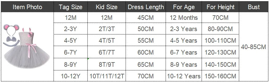 Pink Gray Mouse Tutu Dress for Baby Girls Grey Rat Costumes with Ears Bow Tie Tail Kids Animal Carnival Outfit Birthday Clothes