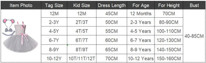 Pink Gray Mouse Tutu Dress for Baby Girls Grey Rat Costumes with Ears Bow Tie Tail Kids Animal Carnival Outfit Birthday Clothes