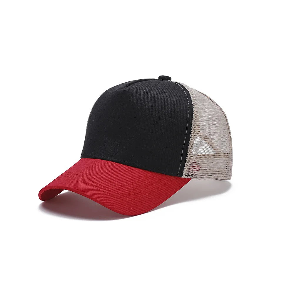 Blank 5 Pane Mesh Baseball Cap Mens And Women Curved Snapback Hats Summer Sunshade Sun Hat Simple Trucker Cap gorras casquette