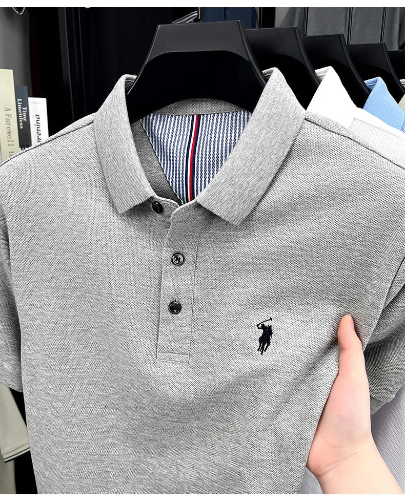 High end brand 100% cotton short sleeve polo shirt men luxur pony embroidery comfort breathable fashion T-shirt summer new top
