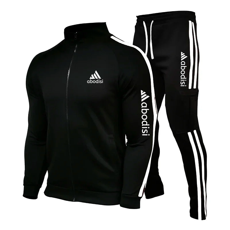 New Spring Fashion Casual Men Tracksuits Stripe Sportswear Men's Sets Jacket Casual Tracksuit Male Gyms Sweatshirt 2 Piece Set