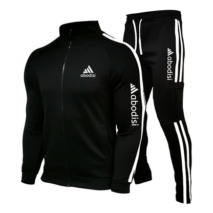 New Spring Fashion Casual Men Tracksuits Stripe Sportswear Men's Sets Jacket Casual Tracksuit Male Gyms Sweatshirt 2 Piece Set