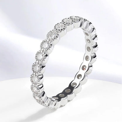 2mm D Color Full Eternity Moissanite Rings for Women Everyday Wear Jewelry Birthday Gift 925 Sterling Silver Promise Band