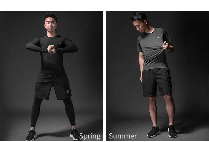 Men's Tracksuit Gym Fitness Running 5 Pcs/Set Quick Dry Sweat-absorb Compression Sport Suit Clothes Jogging Sport Wear