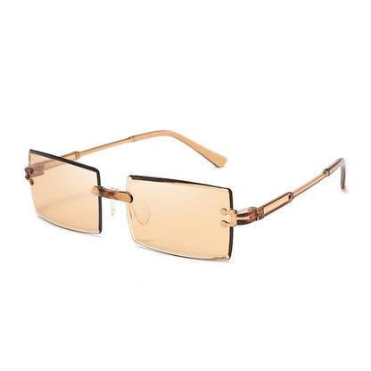 20 Pcs Per Set Rimless Rectangle Sunglasses Fashion Gradient Ocean Lenses Shades Ins Trendy Beach Vacation Sun Glasses