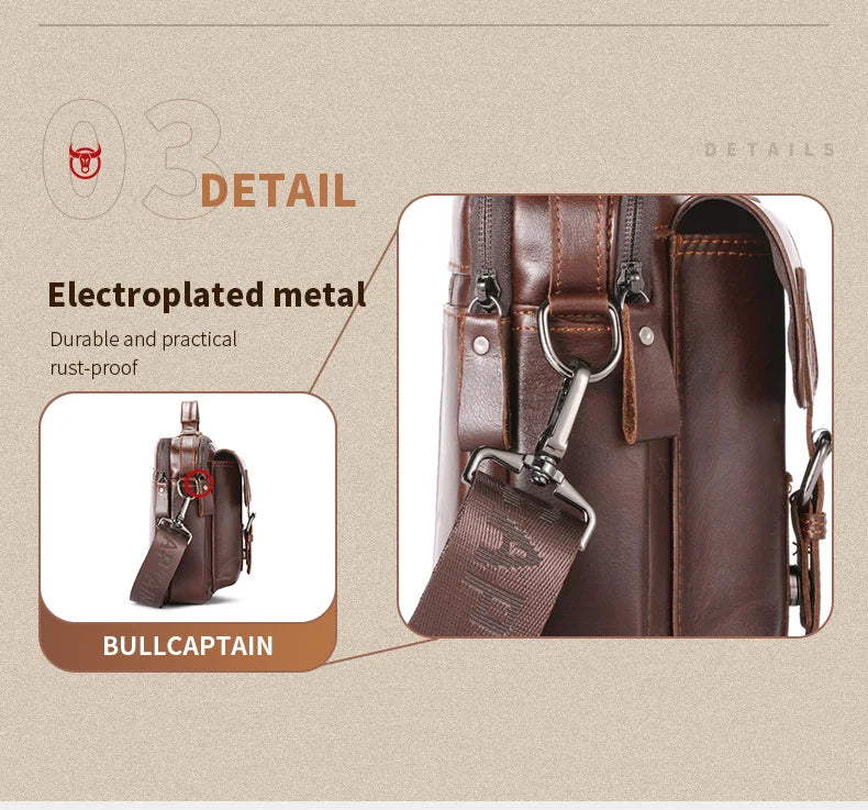 New Genuine Leather Men Crossbody Bag Male Briefcase Messenger Bag Casual Business Briefcase Style Men Shoulder Bag
