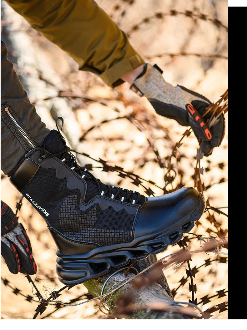Indestructible Work Boots Men Steel Toe Shoes  High-Top Boots Anti Puncture Non Slip Work Shoes Wear-resisting Safety Shoes