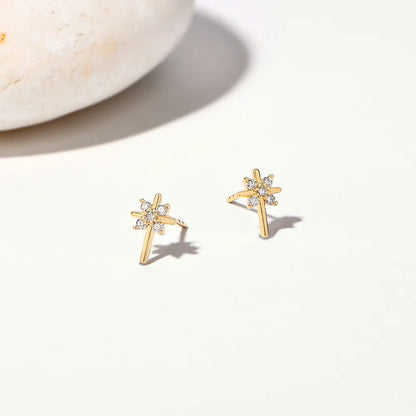 Snowflake Moissanite Earrings DVVS1 Real 925 Sterling Silver 18K Gold Plated for Women Wedding Engagement Party Jewelry