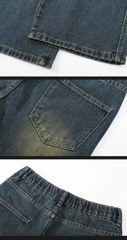 Men's American Style Loose Straight Leg Jeans Vintage Spring Summer New Arrival Drapey Trendy Wide Leg Long Pants