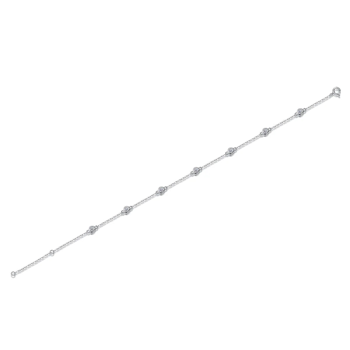 Round Bezel 0.87cttw Full D Color Moissanite Diamond Bracelet For Women 925 Silver GRA Certified 19cm Link Bracelets Gift