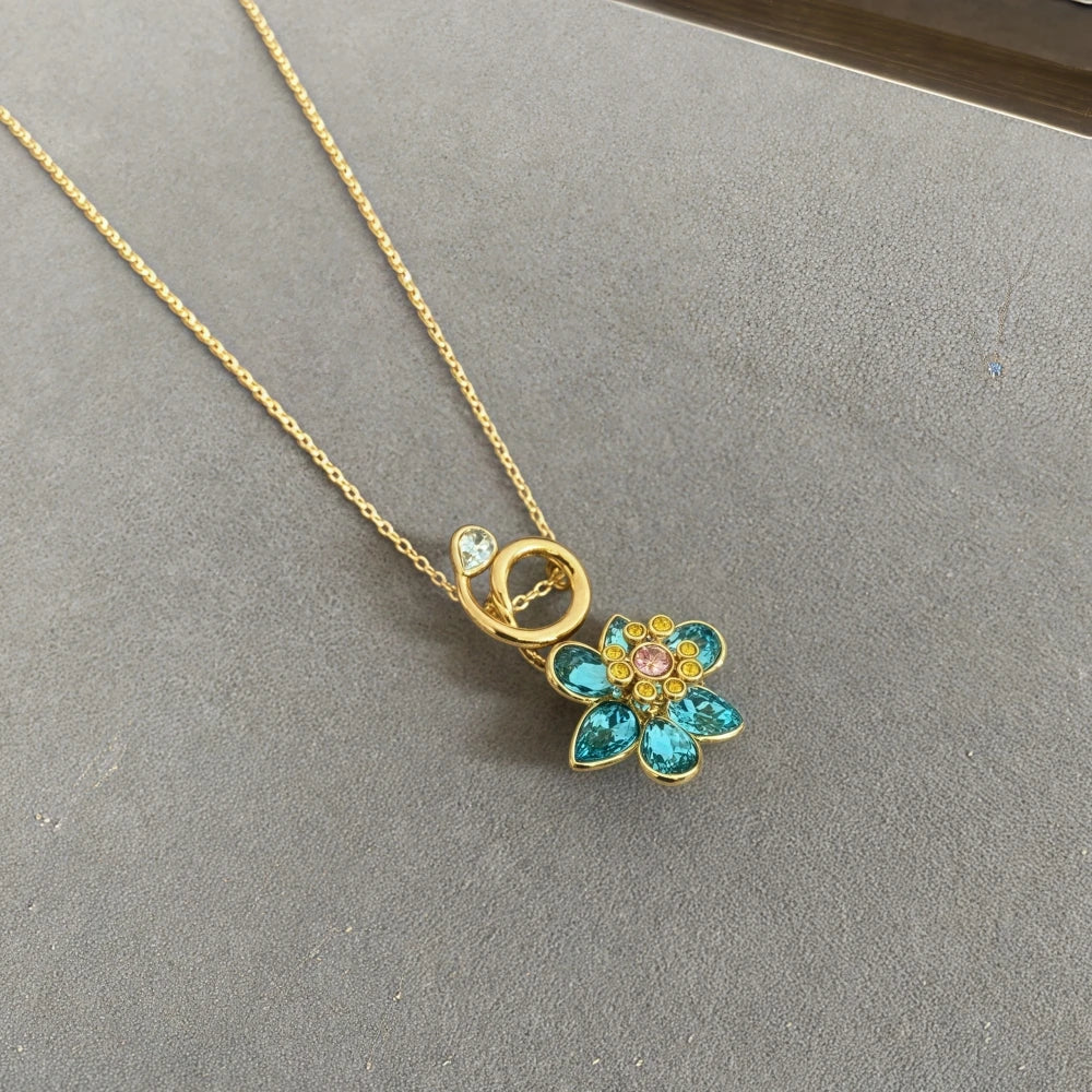 New necklaces for women's flower bracelets light luxury versatile high-end earrings niche design jewelry set