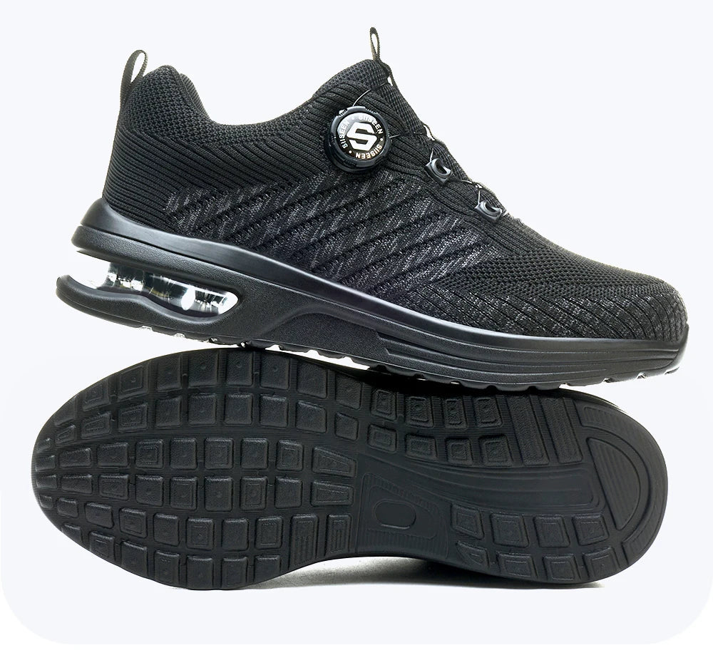 New Men's Rotary Buckle Safety Shoes Anti-Impact Anti-Piercing Lightweight Work Boots Fashion Sporty Design for Outdoor Pro