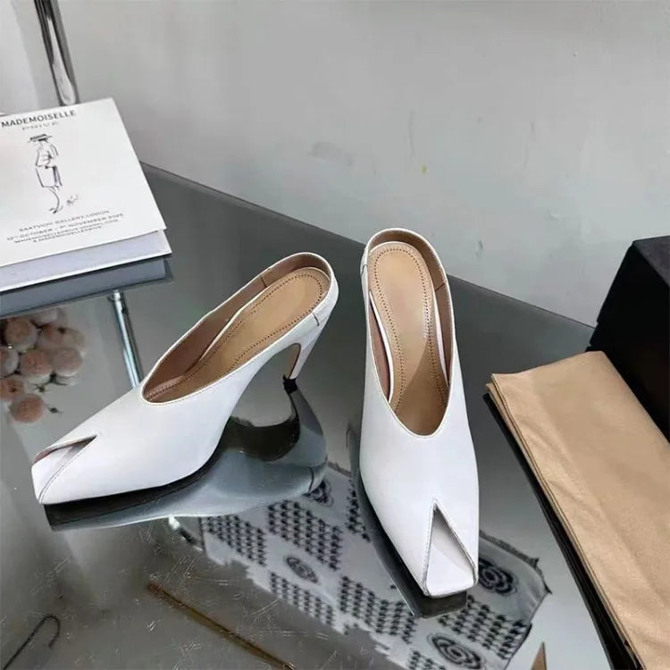 Show Style 10.5cm High Heel Fish Mouth Sandals Spring/Summer Black and White Fashion Sexy Professional Commuter Slippers Size 43