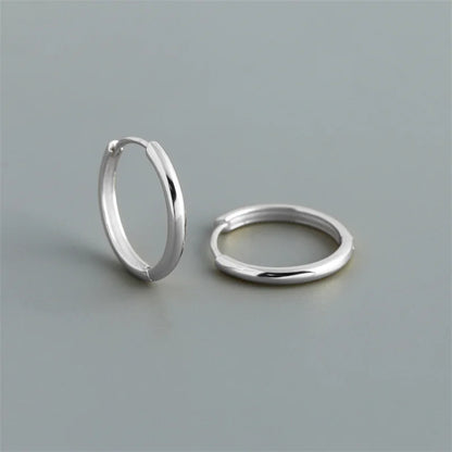 925 Sterling Silver Minimalist Matte Gothic Unisex Huggies Ear Hoop Earrings for Women Men Piercing Ear Buckle Jewelry
