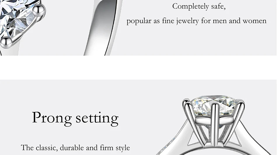 0.5-3CT Moissanite Ring For Women S925 Pure Silver Sparkling Engagement Ring Wedding High-end Jewelry