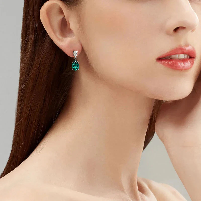 Pear Cut Mossanite Gemstone Drop Earrings 7*11MM for Women Lab Grown Emerald Pink Padparadscha Wedding Party Stud Earring