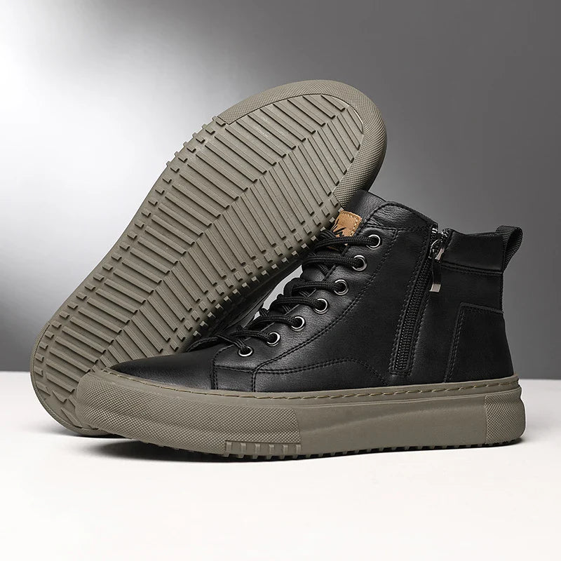 Men's Spring and Autumn Style White Sneakers, New Trendy Versatile High-Top Sneakers, Summer Fashion Casual Men's Shoes, Breathable and Durable Sneakers