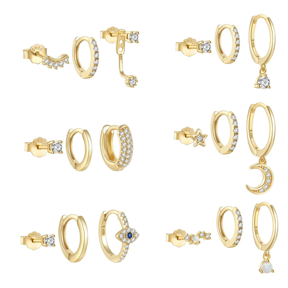 925 Sterling Silver 3PCS DIY Hoop Earring With Piercing Stud Earring Set Women Men Party Wedding Jewelry Set pendientes 925
