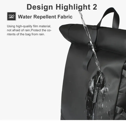 Heroic Knight Men's backpack Waterproof Roll Top Backpack Women Travel Expandable USB Charging Large Capacity Laptop Bag Mochila