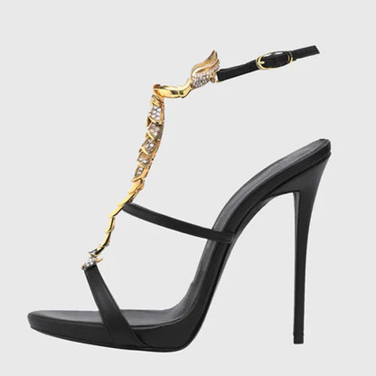 Shiny Crystal Rhinestone Gold Metal Decoration Pumps Sexy Pointed Toe Thin Heel New Arrvials Fashion Women Modern Shoes