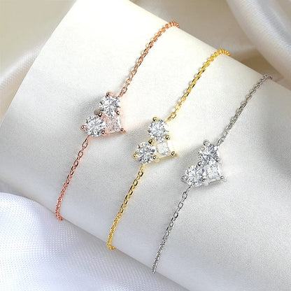 3 Gems Moissanite Bracelet for Women Men Adjustable Chain S925 Sterling Silver Jewelry Lab Diamond Couples Birthday Gifts