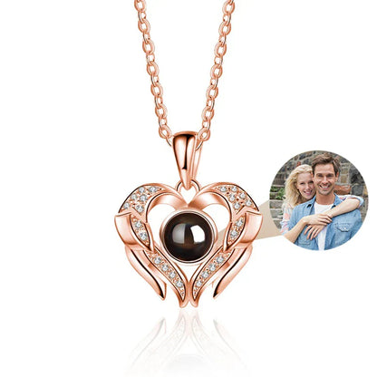 Custom Photo Necklace Projection Necklace with Picture I Love You 100 Languages Personalized Necklace Jewelry Gifts for Women