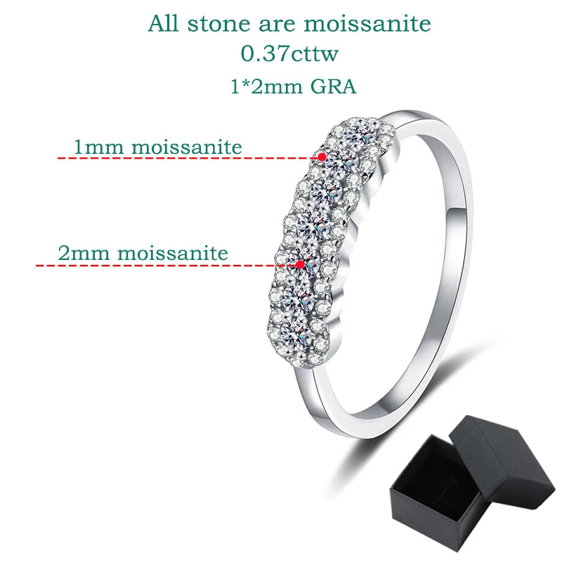 GRA 2mm Full Moissanite Ring for Women Lab Created Diamond S925 Sterling Silver Plated 18k Wedding Jewelry Wholesale