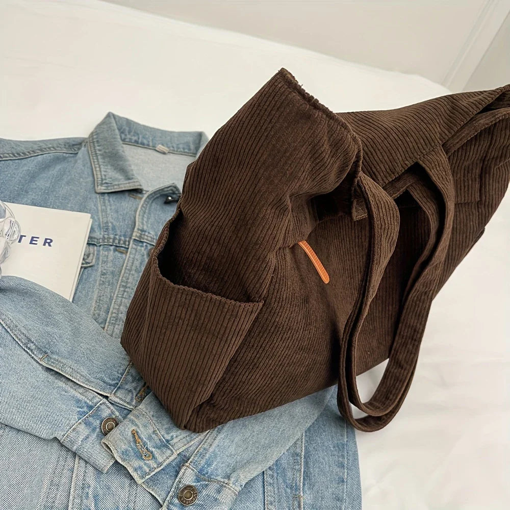 Fleece Canvas Bag Autumn and Winter New Versatile Large Capacity Tote Bag Student Single Shoulder Commuting Tote Bag