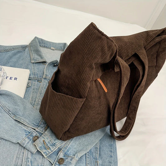 Fleece Canvas Bag Autumn and Winter New Versatile Large Capacity Tote Bag Student Single Shoulder Commuting Tote Bag