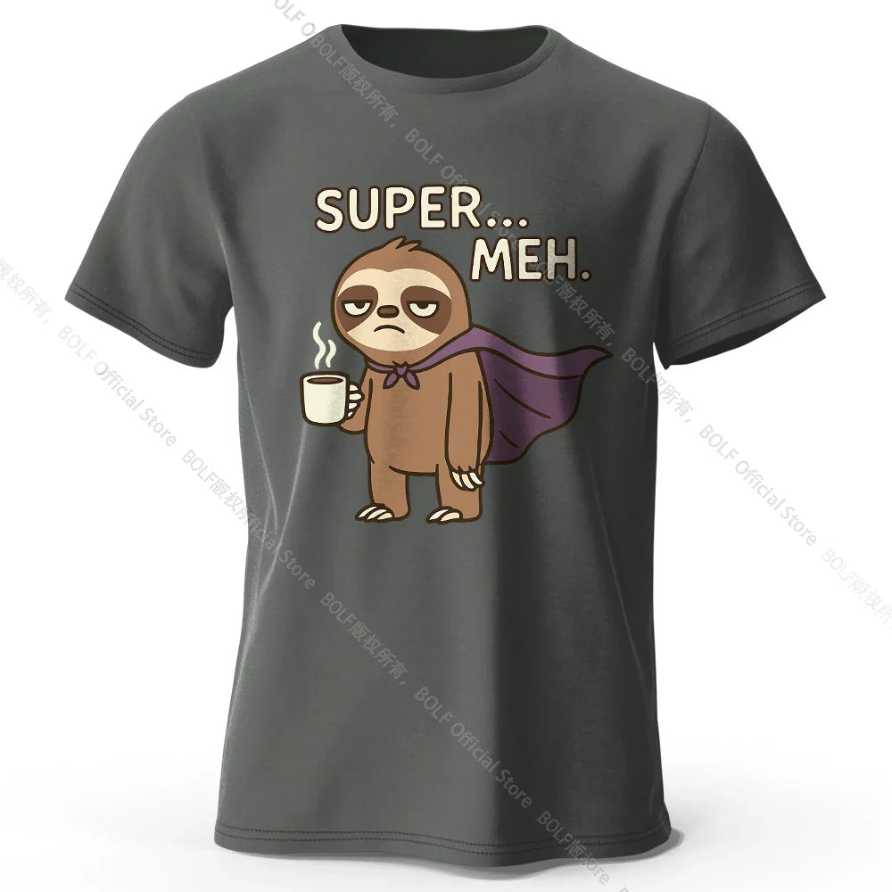 Men's Super Meh Printed T-Shirt 100% Cotton Oversized Apathetic Graphic Tees for Women Summer Tops Slacker Streetwear