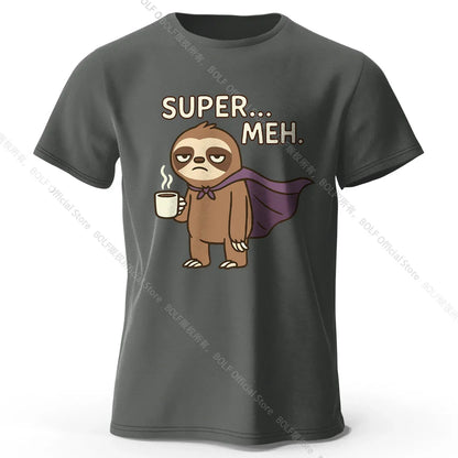 Men's Super Meh Printed T-Shirt 100% Cotton Oversized Apathetic Graphic Tees for Women Summer Tops Slacker Streetwear