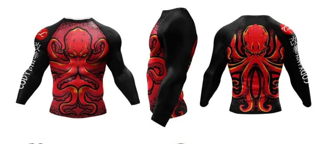 Popular Beach Surf Wear Short Sets For jiu jitsu Bjj No Gi Rashguard+Grappling Shorts Cool Westling stretchy Running Gym Clothes