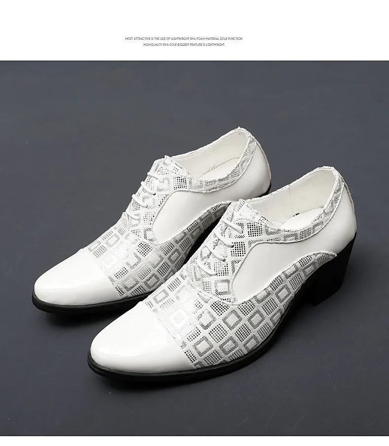Men's High-heeled Leather Shoes Fashion Red Wedding Dresses Shoes For Men Luxury Formal Shoes Man zapatos de vestir