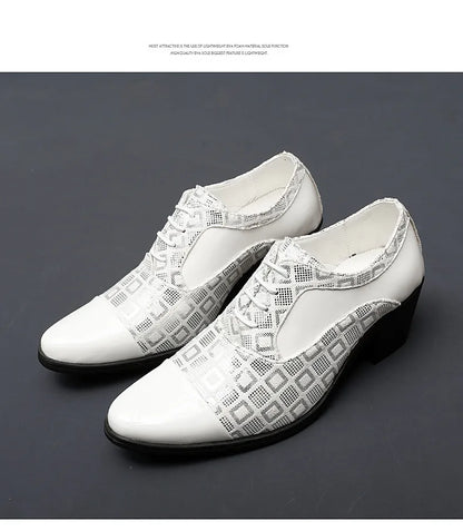 Men's High-heeled Leather Shoes Fashion Red Wedding Dresses Shoes For Men Luxury Formal Shoes Man zapatos de vestir