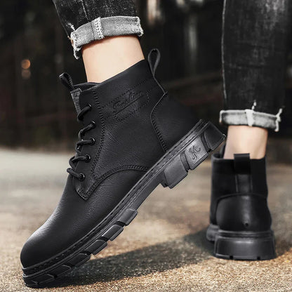 Winter Men Boots Outdoor Leather Ankle Boots Lightweight High Top Casual Boots Designer Male Work Boots Classic Handmade Boots