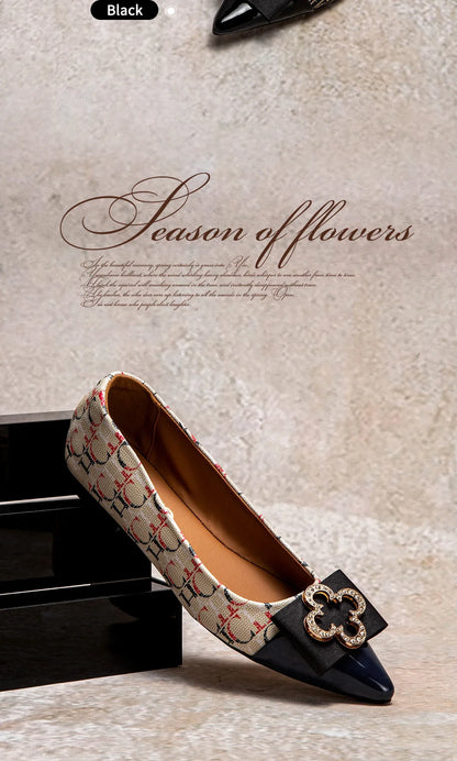 Flat Shoes 2025 Women's  New Pointed Shoes Bow Flat Shoes Woman Commuter