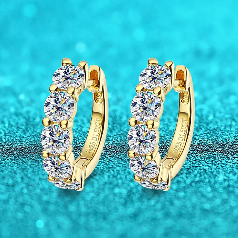 18k 3cttw Moissanite Hoop Earring for Women 4mm Stones D Color Sparkling Created Diamond Earring 100% 925 Sterling Silver